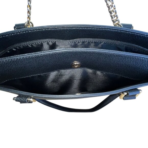 Calvin Klein Black Faux Leather With Gold Chain Detail & Dual Straps Tote Bag - Picture 10 of 14
